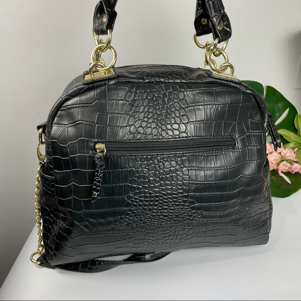 (((SOLD)))Olivia + Joy black faux aligator leather satchel - Picture 5 of 16